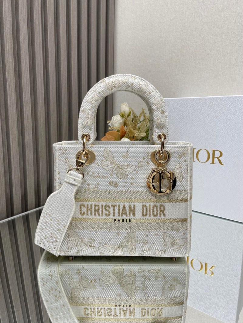 Mittelgroße Lady D-Lite – 1:1 Replika mit Stickmuster und Dior-Charm